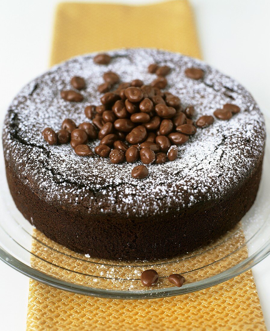 Chocolate cake with prunes and chocolate raisins