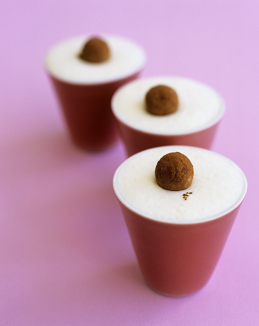 Ricotta mousse with chocolate truffles