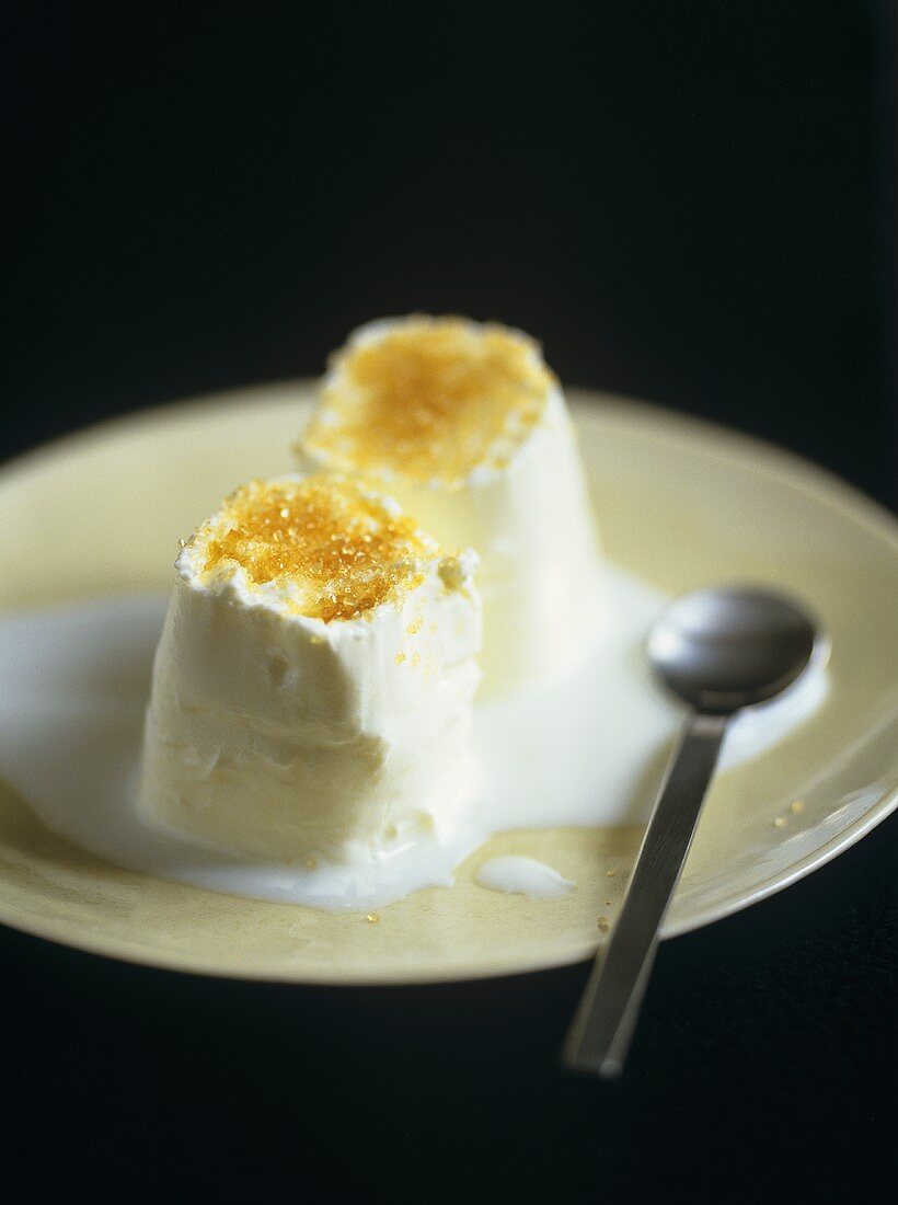 Petit Suisse (unripened French cheese) with brown sugar