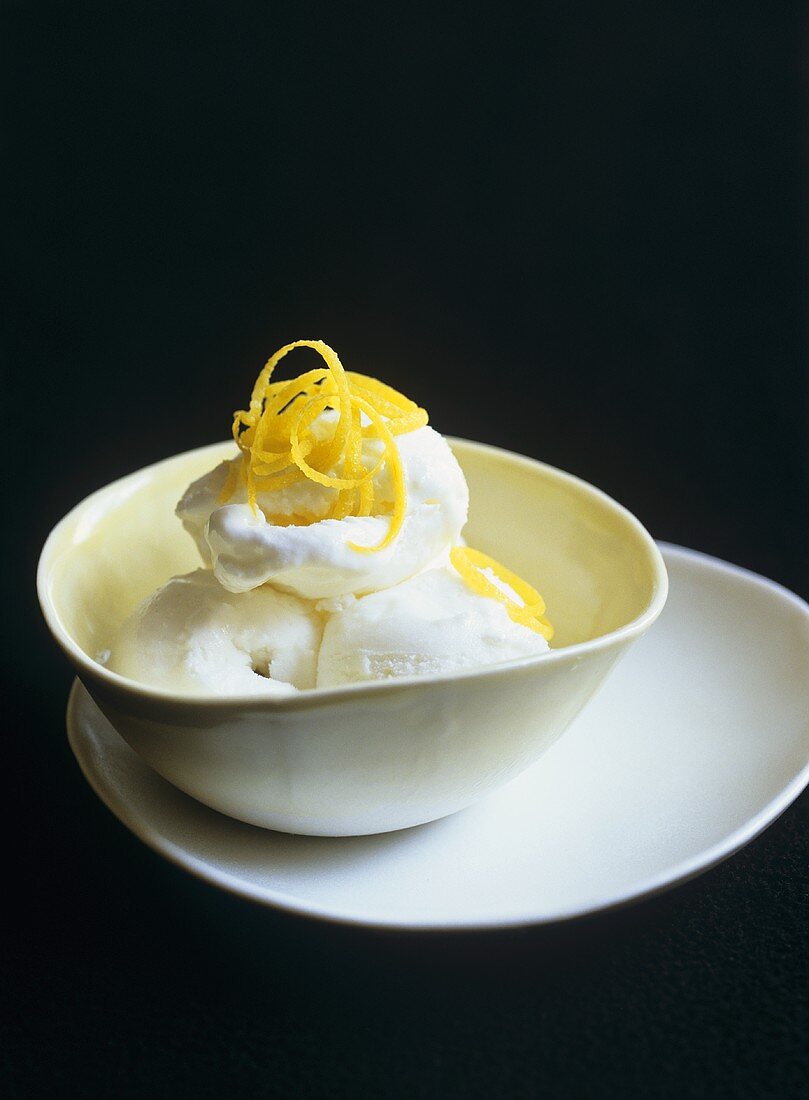 Ice cream with lemon zest
