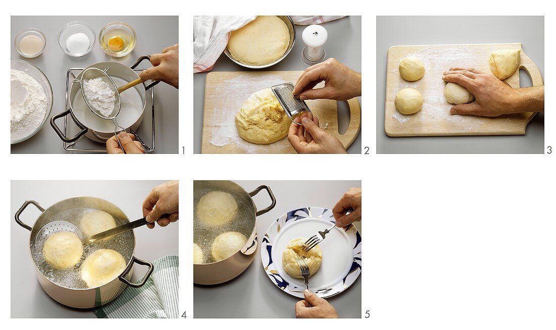 Making Tabarzer Hefekloss (yeasted dumplings, Thuringia)