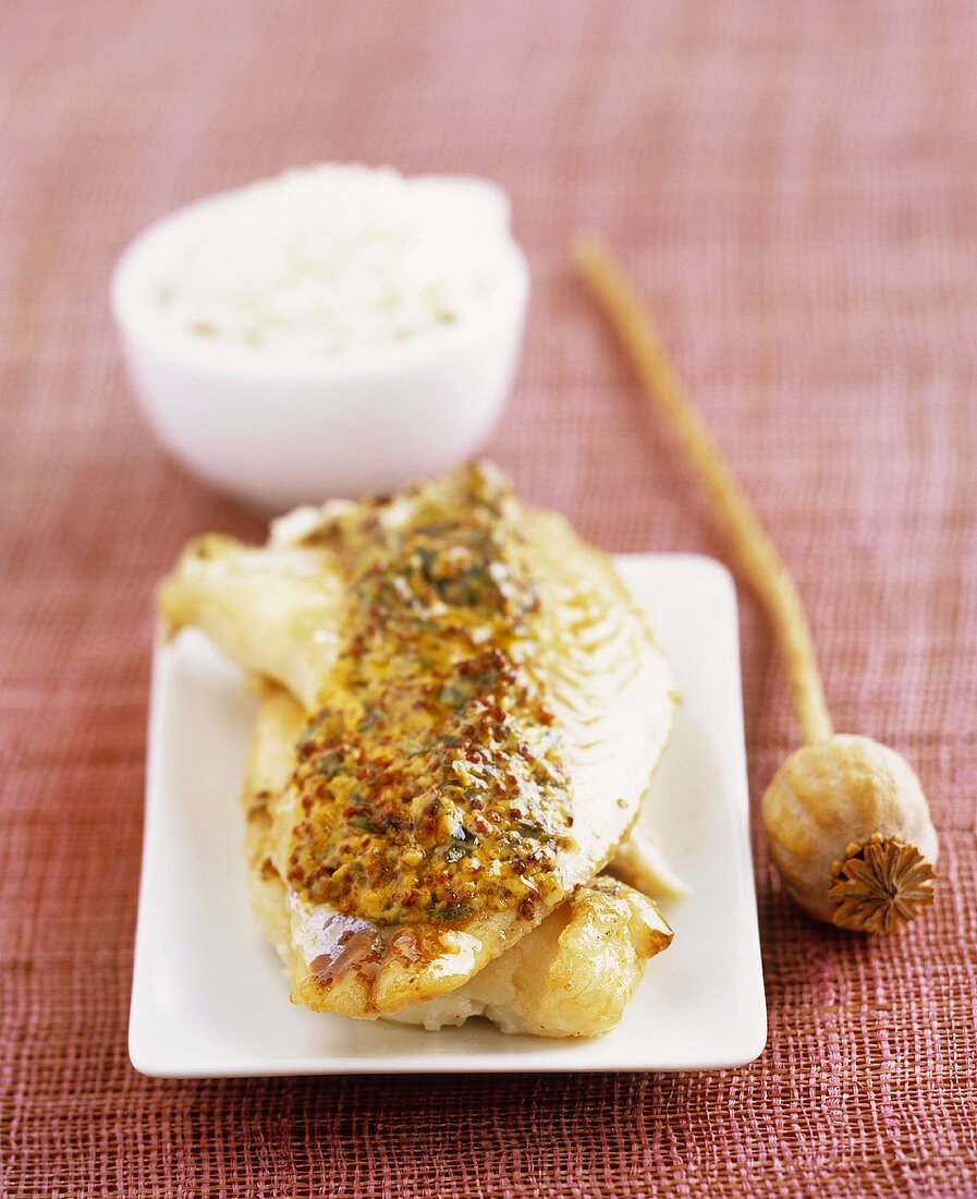 Cod fillet with mustard crust