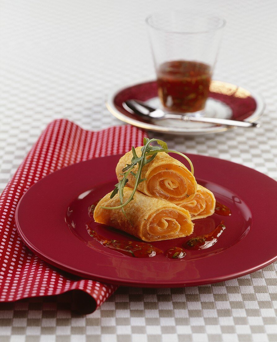 Pancakes with salmon filling