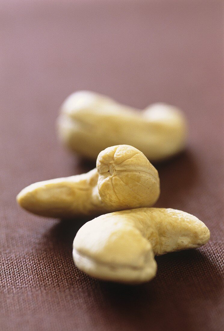 Three shelled cashew nuts