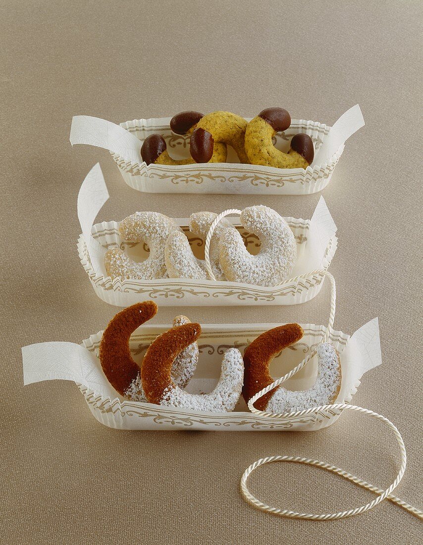 Pumpkin seed biscuits, vanilla biscuits and chestnut biscuits