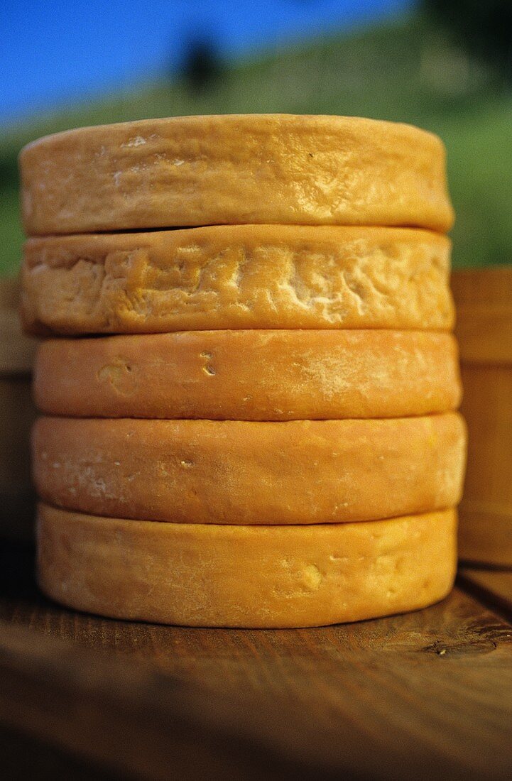 A stack of Munster cheese