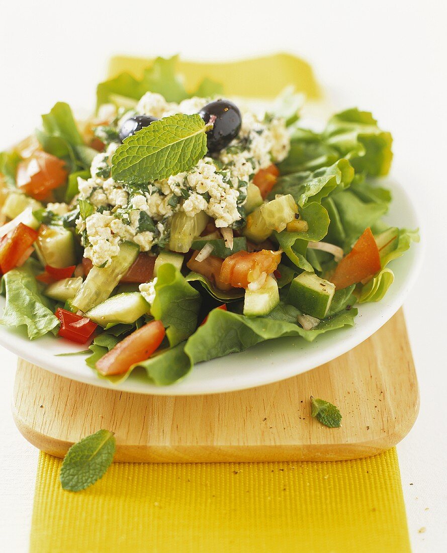 Greek farmers salad with a feta dressing
