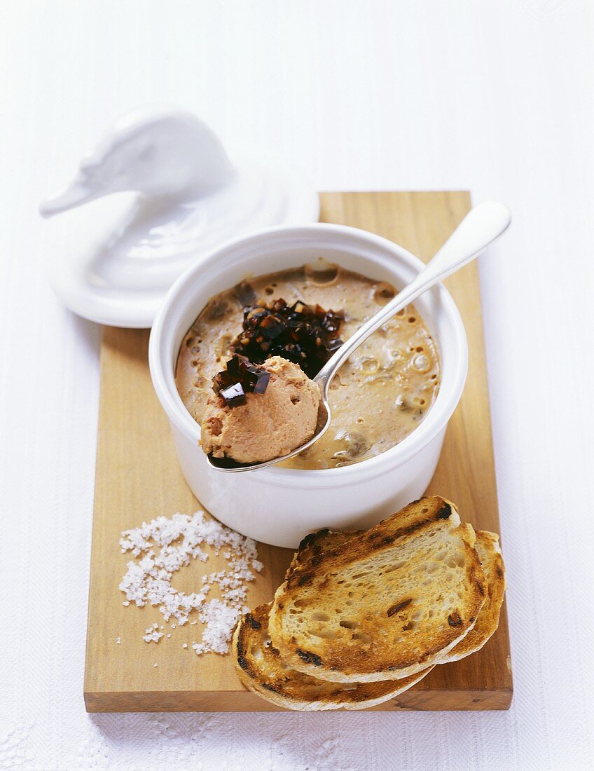 Duck terrine with elderflower and ginger jelly