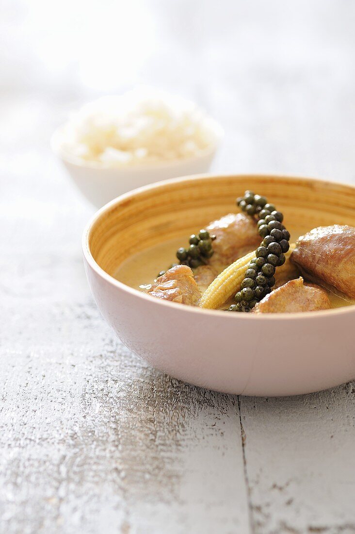 Grünes Putencurry mit Thai-Reis