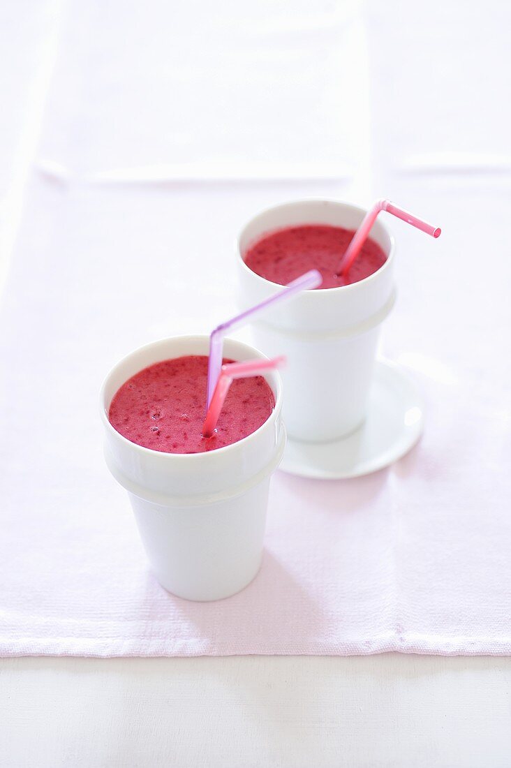 Almond milk and cherry smoothies