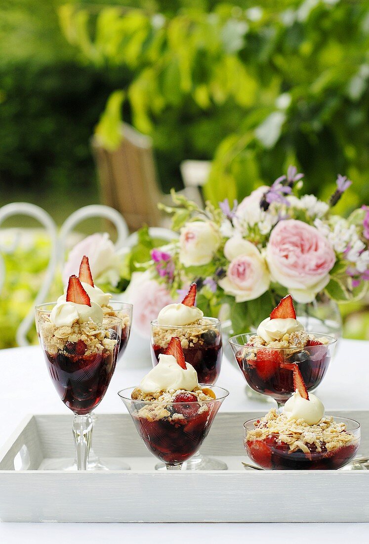 Summery berry desserts with cream