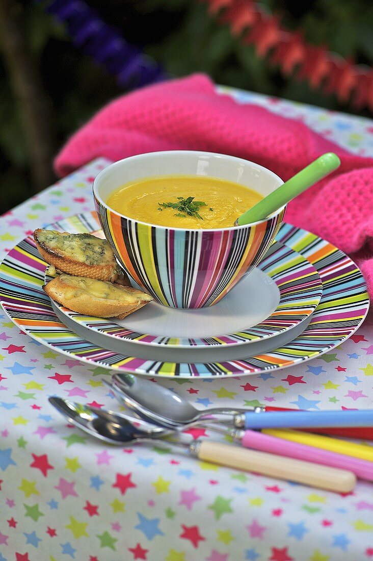 Turnip soup with stilton croutons (bonfire night, England)