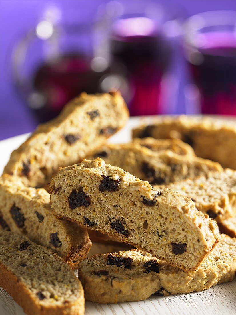 Almond biscotti with cherries