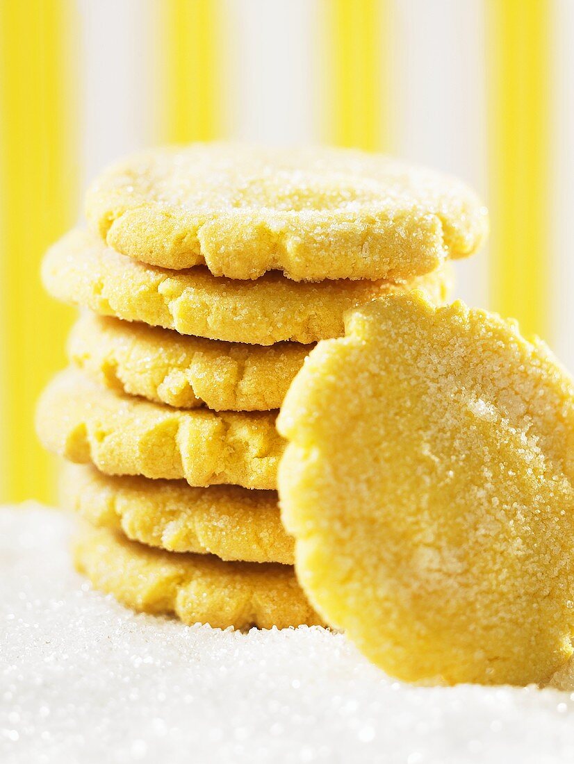A stack of sugared lemon biscuits