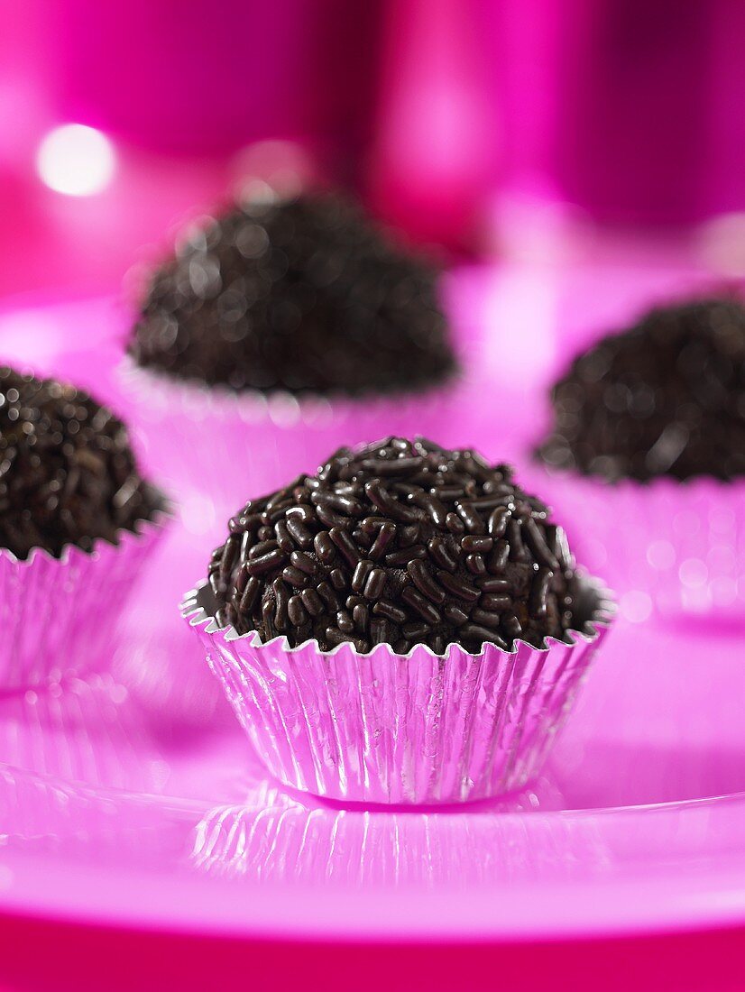 Rum truffles with chocolate vermicelli