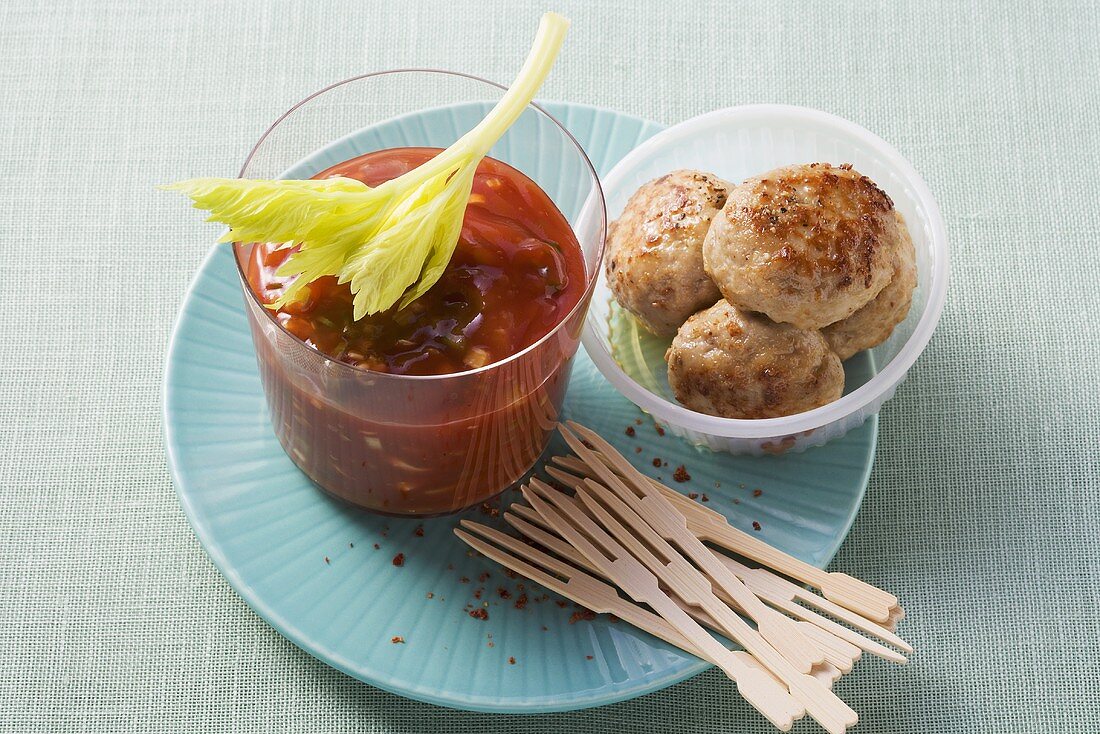 Ketchup with meatballs