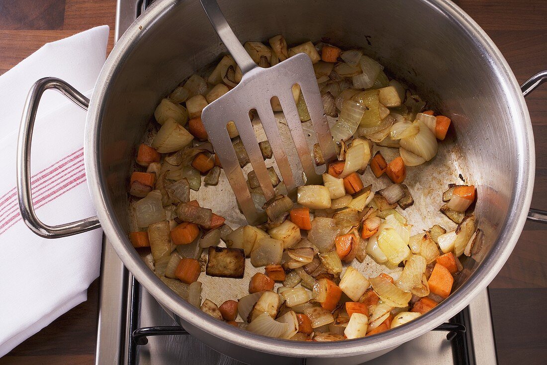 Roasted vegetables in a pot