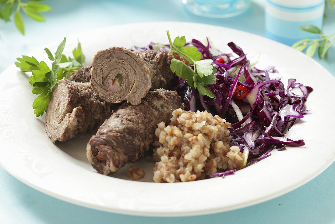 Rinderroulade mit Rotkohl