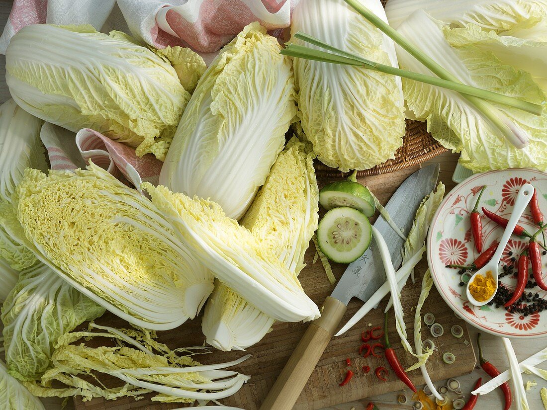An arrangement of Chinese cabbage