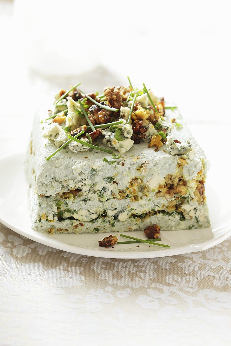 Cheese terrine with blue cheese