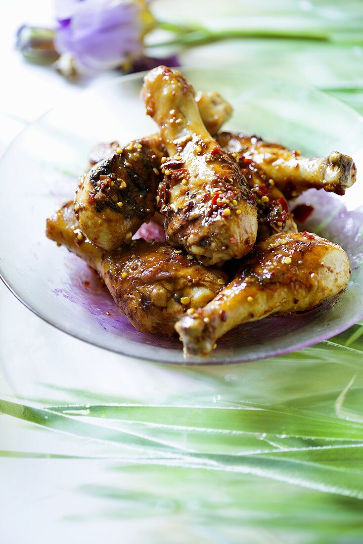 Chicken drumsticks in a spicy marinade