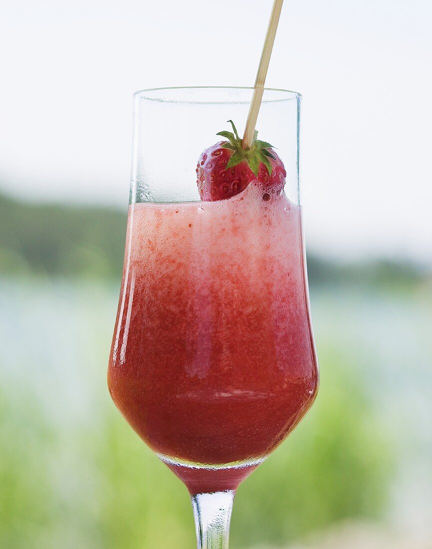 A glass of Strawberry Bellini