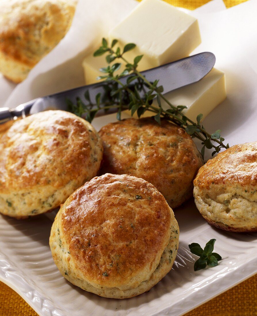 Herb scones with herbs and butter