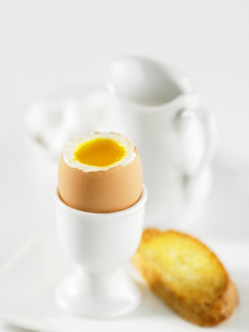 Soft-boiled egg with toast