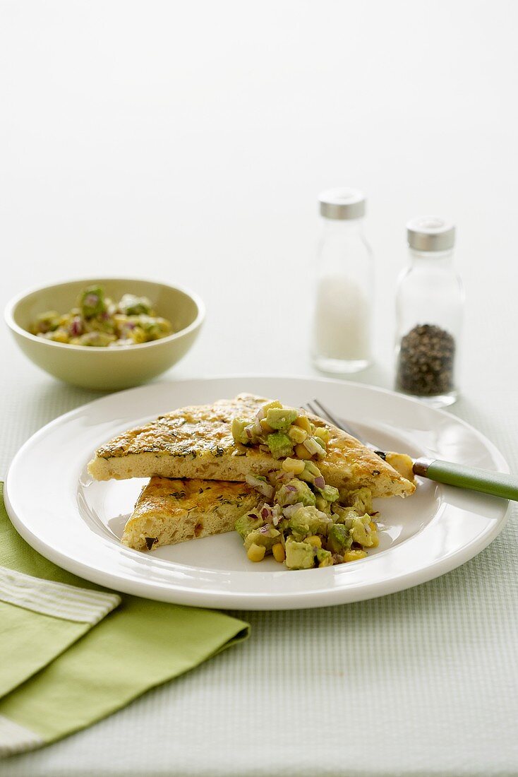 Courgette frittata with avocado salsa