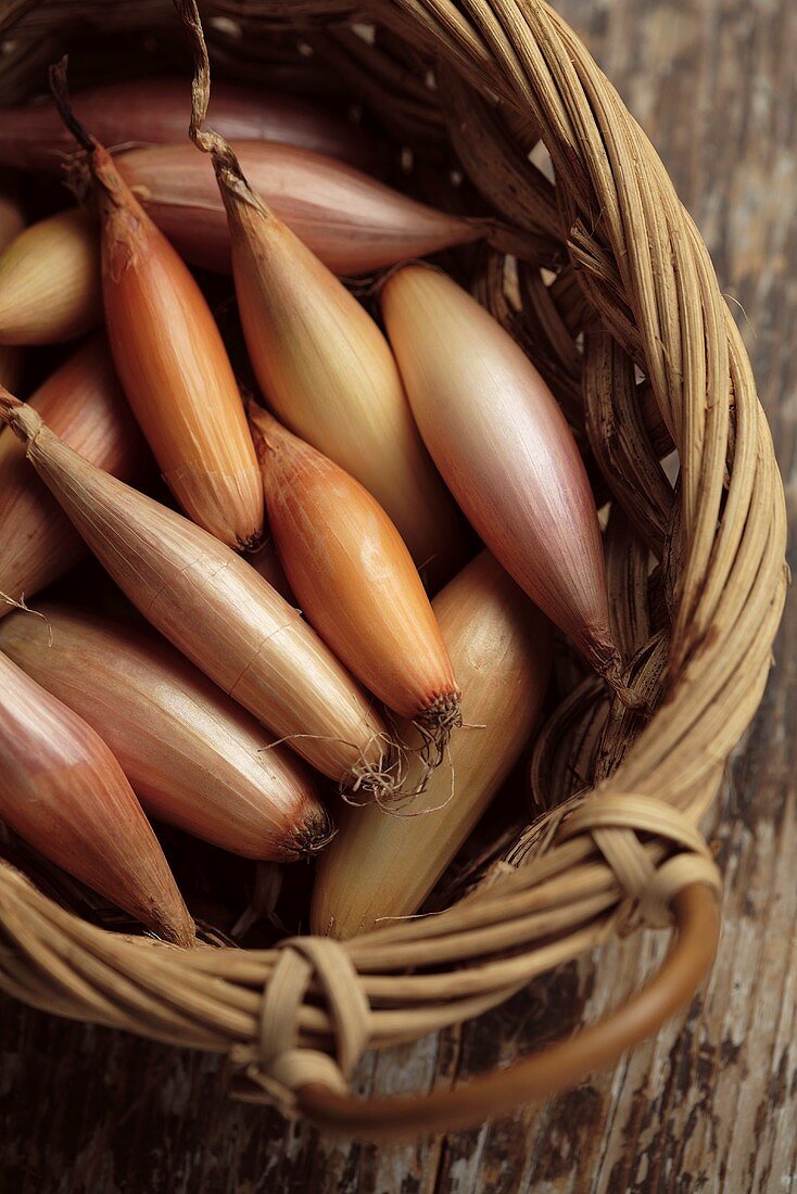 A basket of shallots