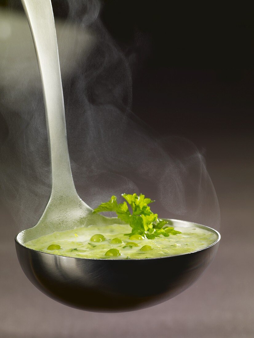 Ladle full of pea soup