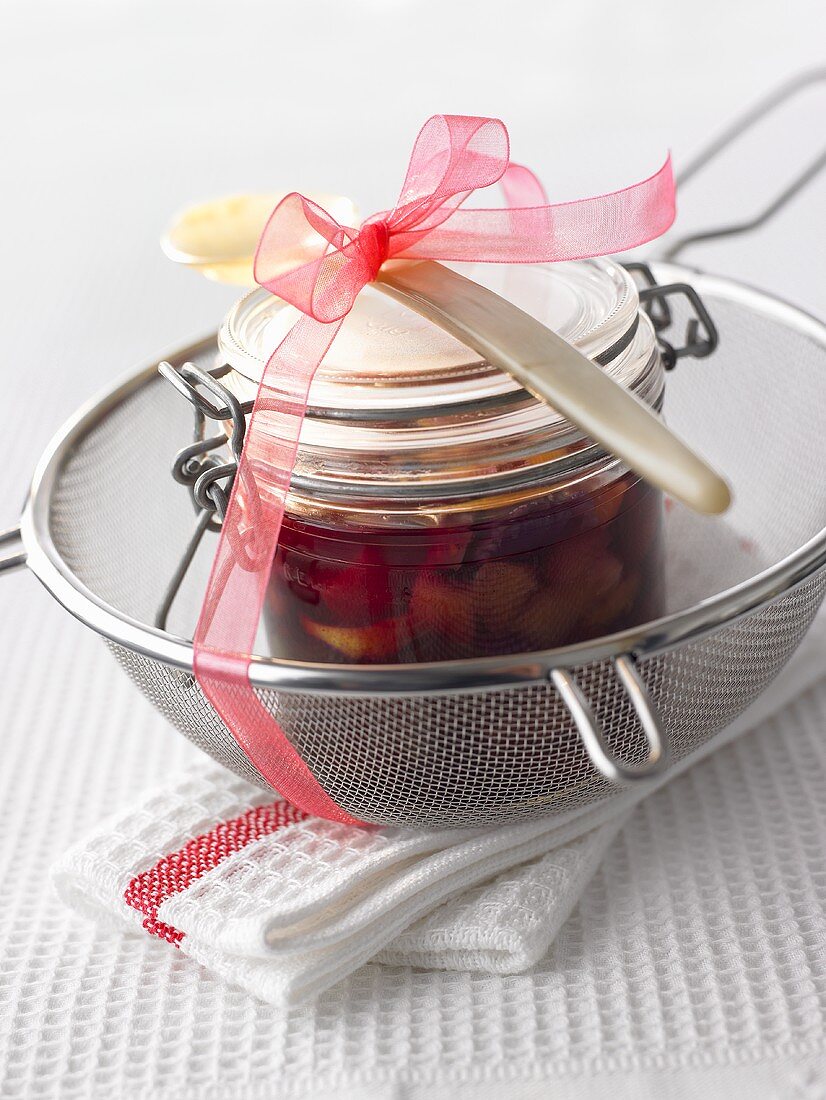 Cherry compote with peach liqueur