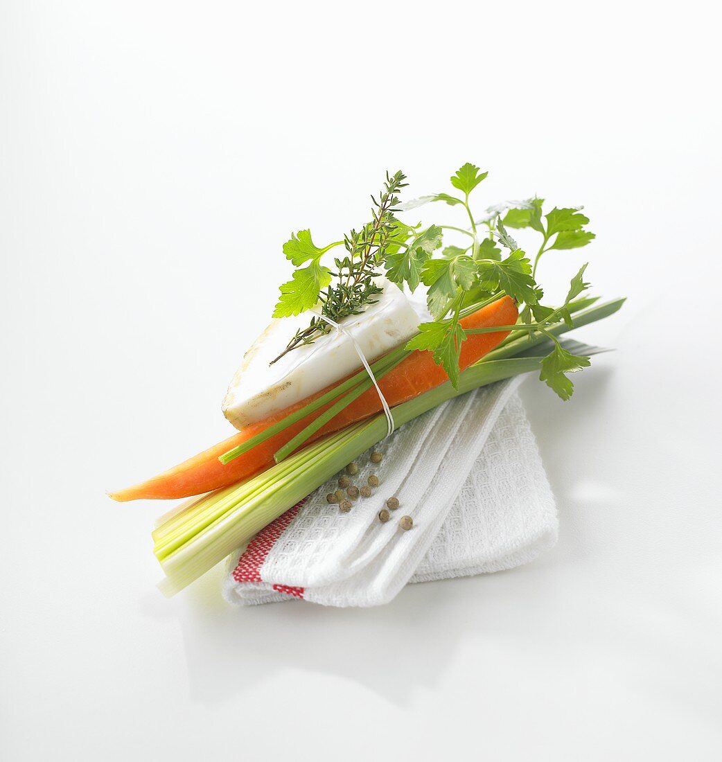 Soup vegetables on tea towel