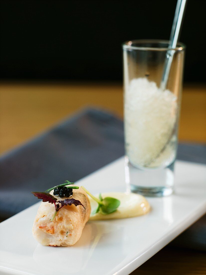 Lobster roulade with ginger granita