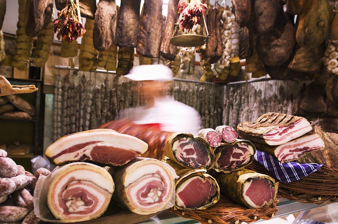 Butcher's shop in Montefalco, Umbria, Italy