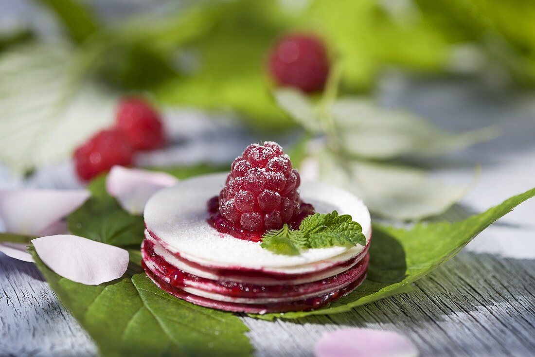 Stacked wafers with raspberry jelly