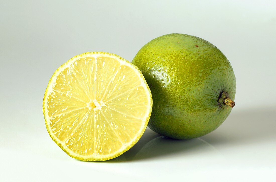 Whole and sliced lime
