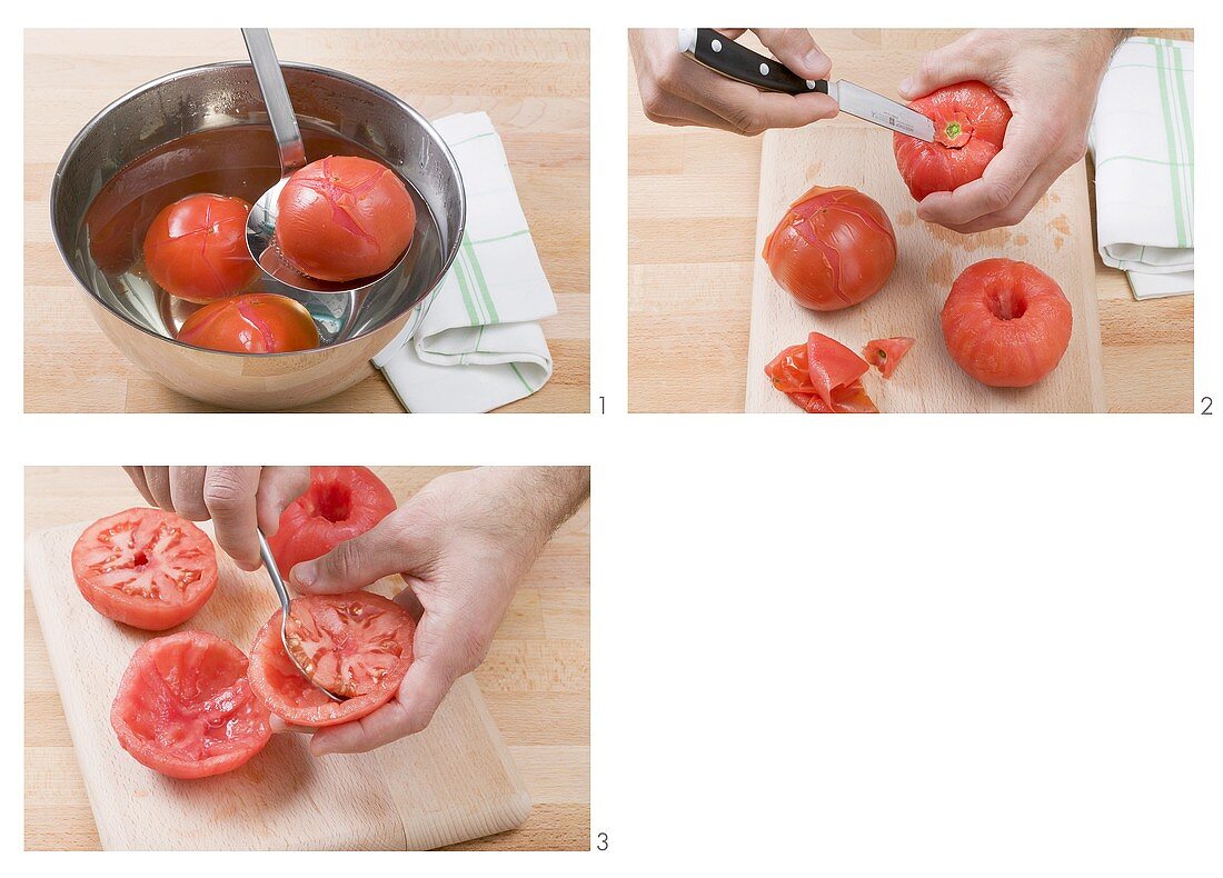 Skinning and deseeding tomatoes
