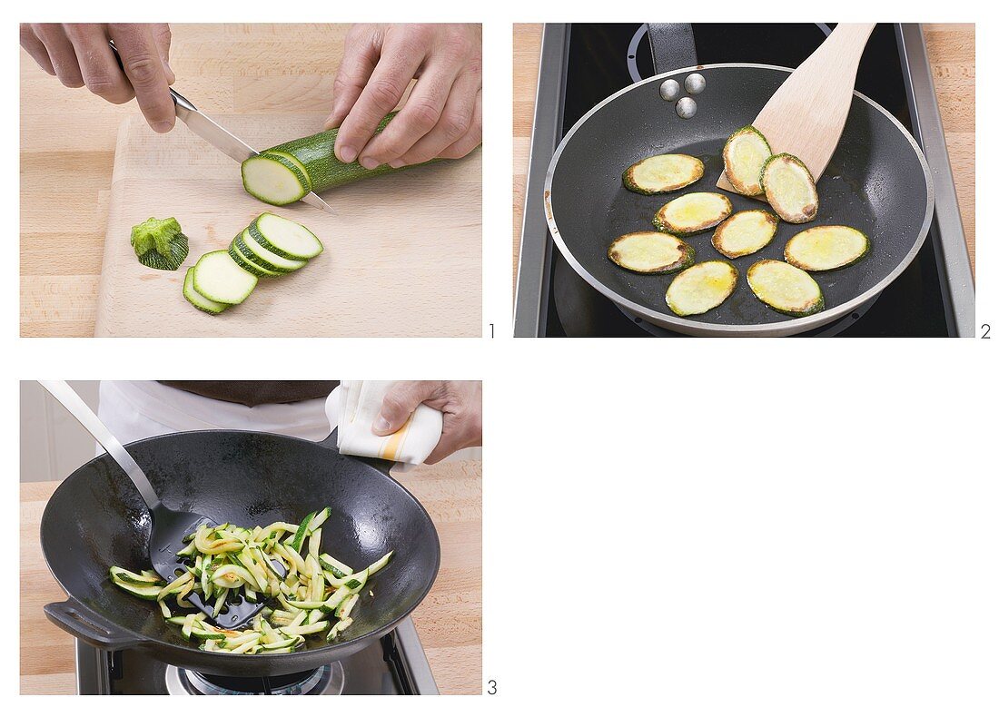 Zucchini anbraten oder pfannenrühren