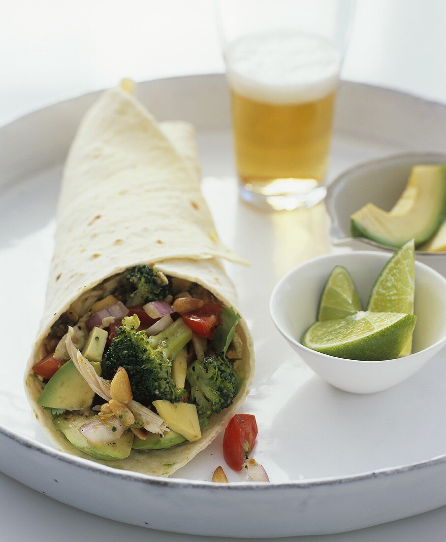 Chicken and vegetable burrito