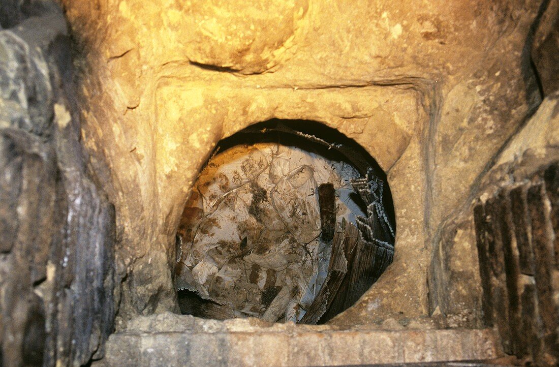 Fossa cheese maturing in an underground pit (Italy)