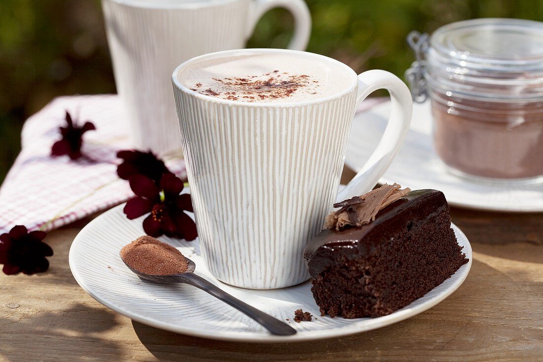 Hot chocolate and chocolate slices