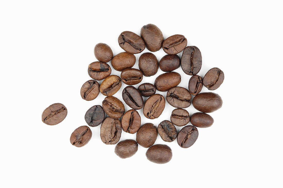Coffee beans, seen from above