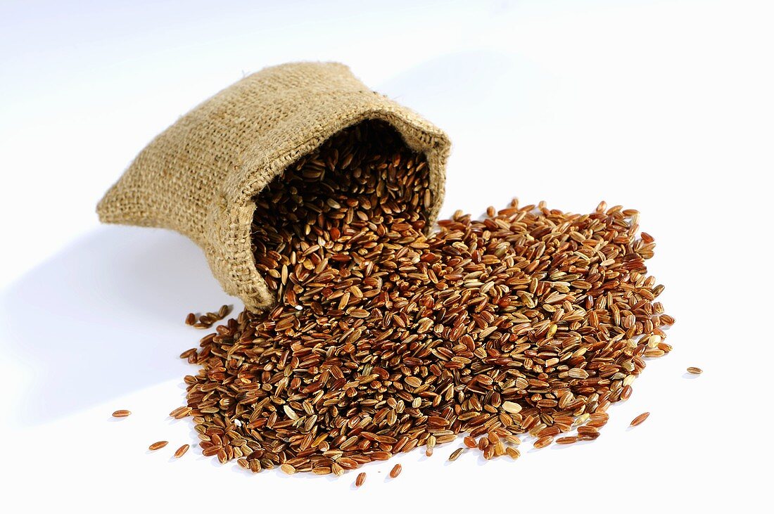 Camargue rice in a hessian sack