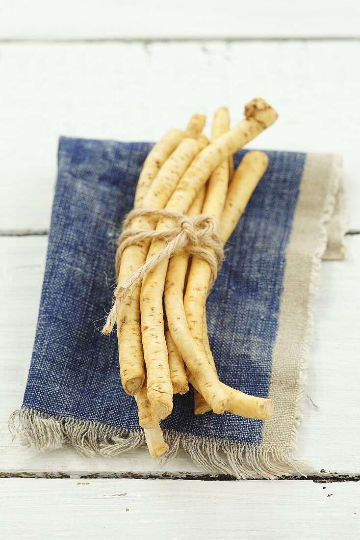 A bunch of horseradish roots