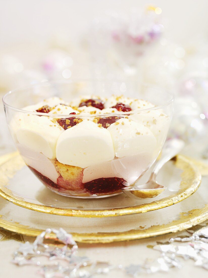 Raspberry trifle for Christmas dinner