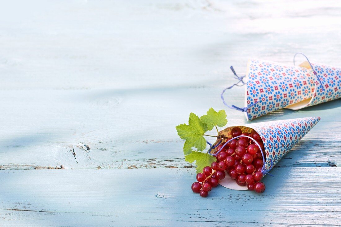 Redcurrants in paper bags