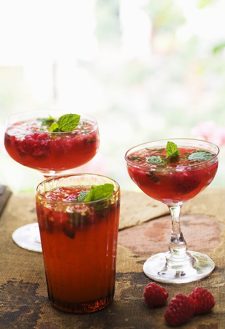 Raspberry and vodka cocktails