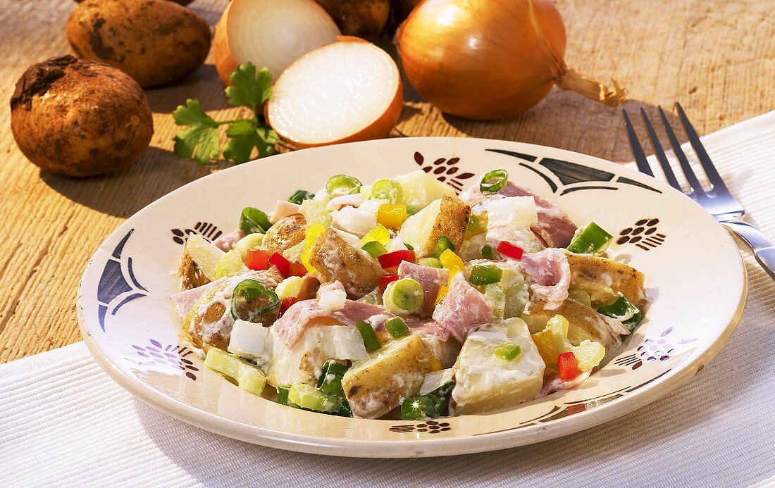 Potato salad with ham