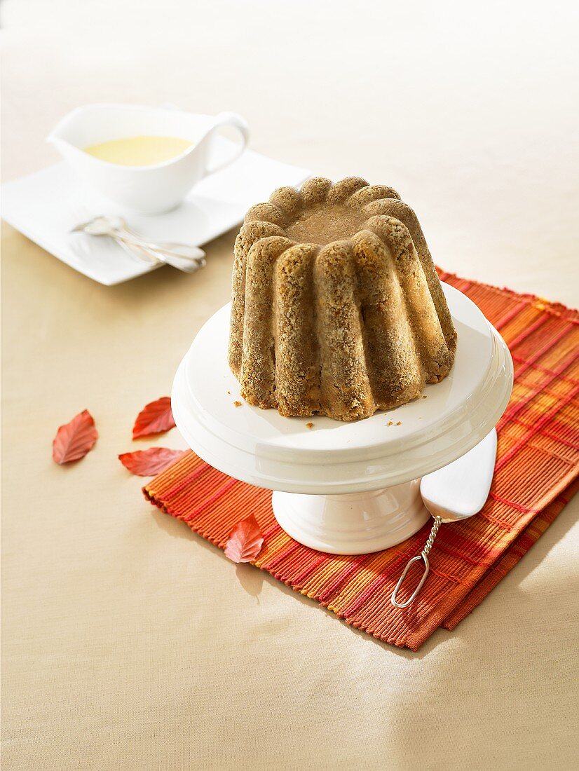 Birnen-Zwetschgen-Pudding mit Vanillesauce